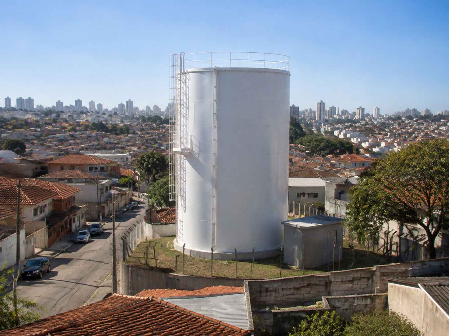 Reservatório metálico industrial para armazenamento de água